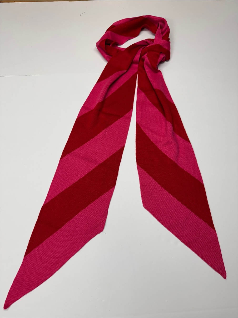Striped Pink & Red Narrow Twilly Scarf